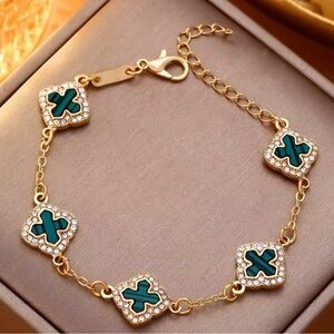 Elegant Gold and Green Bracelet